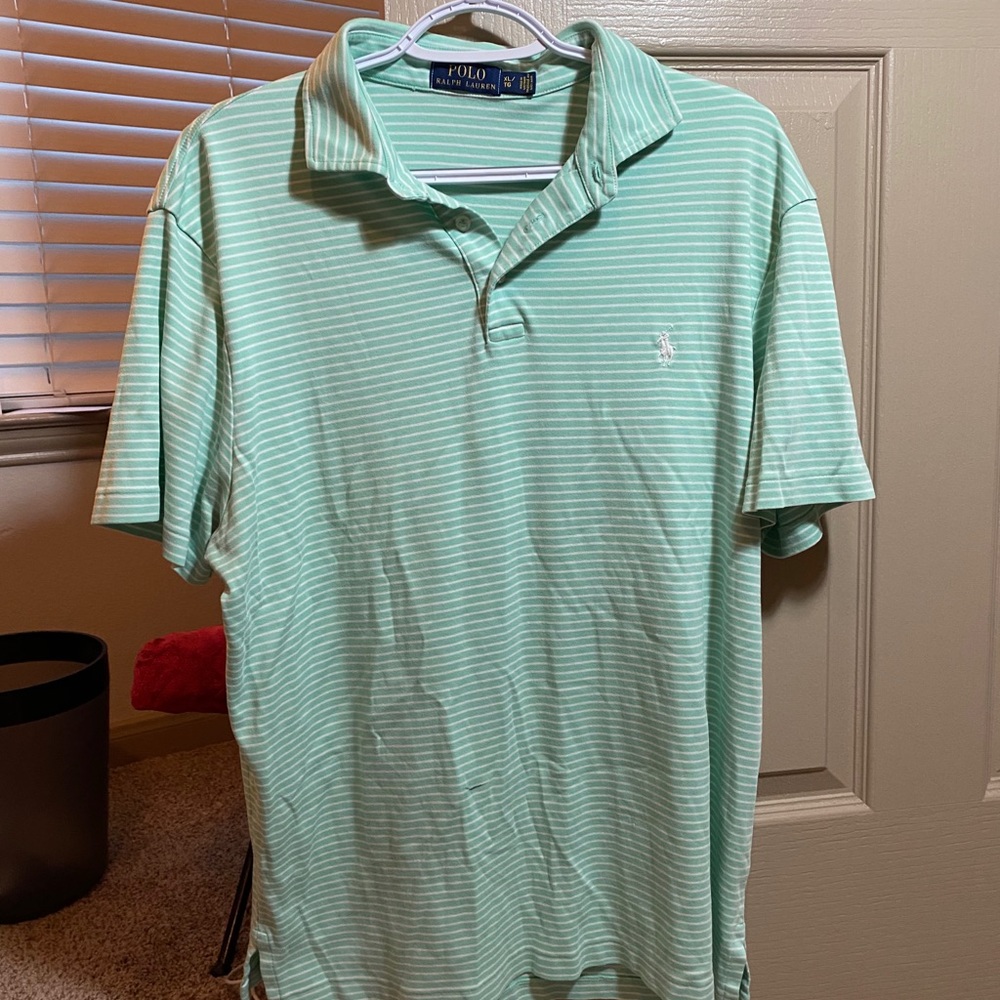 Mint Green Striped Polo Ralph Lauren Golf Shirt